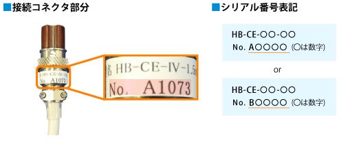 ナースコール接続ケーブルHB-CEのシリアル番号確認方法
