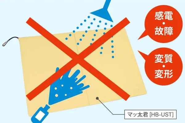 水による感電・溶剤による変質・変形