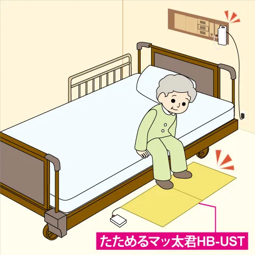 ベッドからの離床を検出　たためる薄型マッ太君