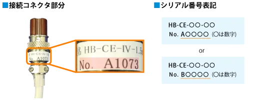 ナースコール接続ケーブルHB-CEのシリアル番号確認方法